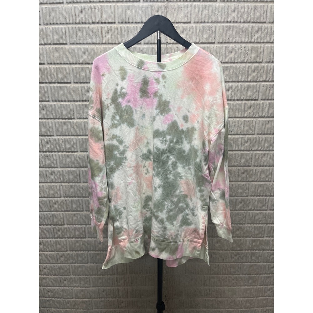 Old Navy Tie Dye Sweatshirt Pink Olive Green Oversized Crewneck Medium